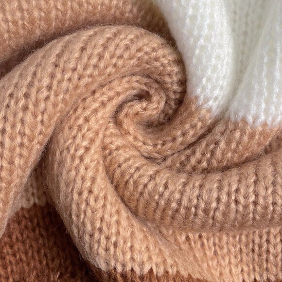 Multicolor Loose Fit Cropped Women's Color Block Backless Sweater - Picture 6 of 6